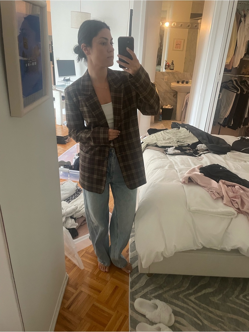 Treasure & Bond Brown Plaid Blazer